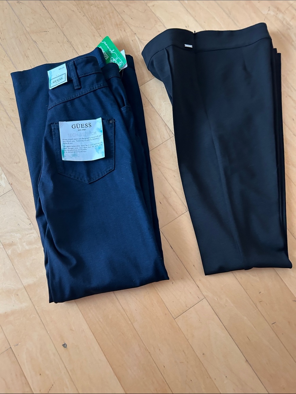 Guess dark indigo trouser Jeans and Black Trousers flared. (Qty 2)